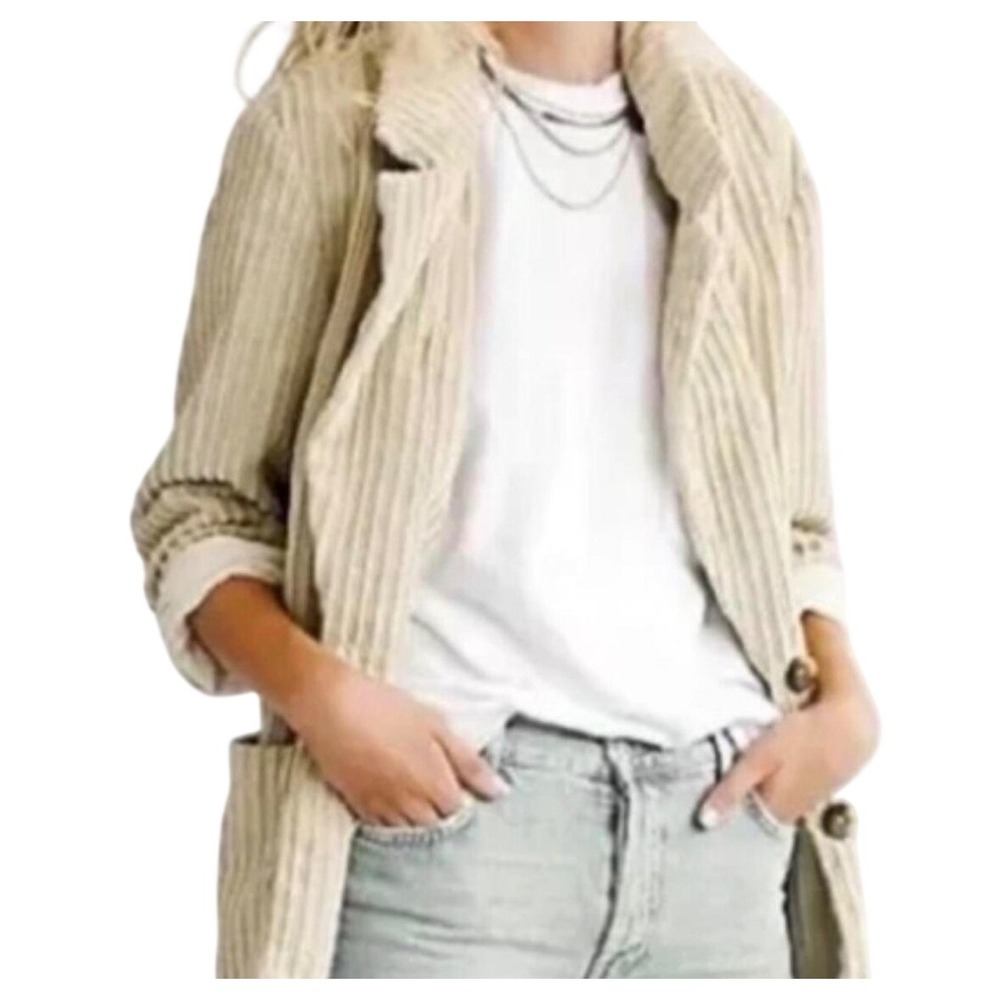 Free People We The Free Corduroy Blazer Jacket Beige Tan Oversized Small
